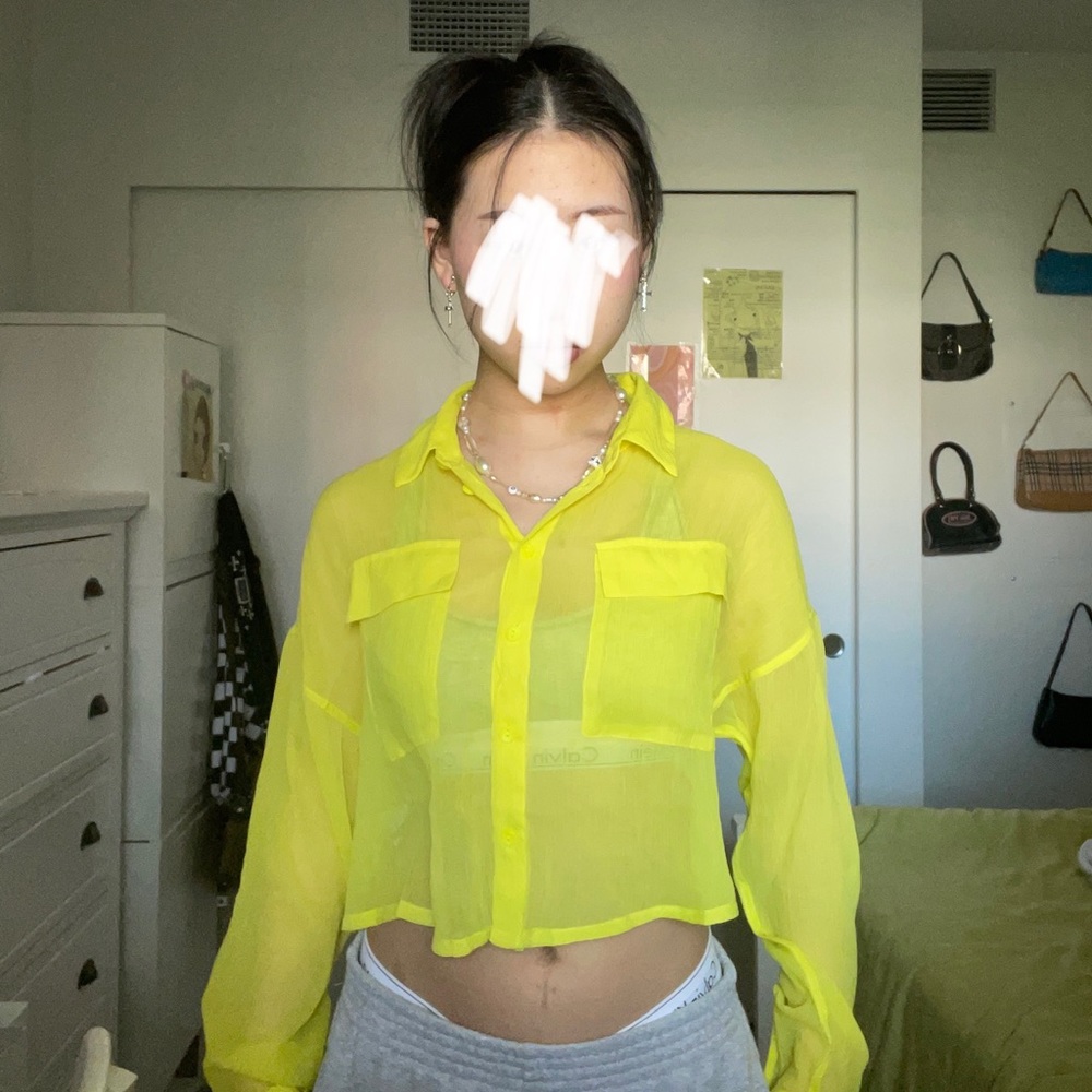 y2k sheer neon blouse Noisy May